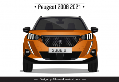 peugeot 2008 2021 car model advertising template modern symmetric front view design