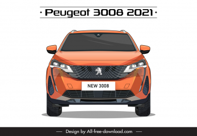 peugeot 3008 2021 car model icon modern symmetric font view design