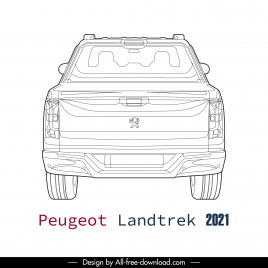 peugeot landtrek 2021 car model advertising template flat black white handdrawn outline