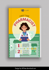 pharmacist book cover template cartoon doctor drugstore sketch