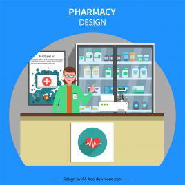 pharmacy design element cartoon sketch