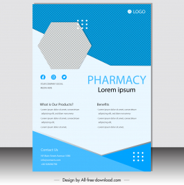 pharmacy flyer template elegant hexagon triangle decor
