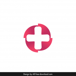 pharmacy logo template isolated circle cross shape symmetric design