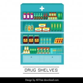 pharmacy shelf template drugstore rack medicine sketch