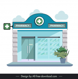pharmacy store architecture template flat simple outline