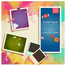 photo frames collection on colorful background