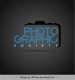 photographic society logo template flat modern camera texts sketch modern design