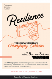 photography exhibition invitation banner template classical handdrawn camera sketch