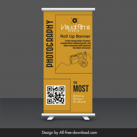 photography roll up banner  template handdrawn camera