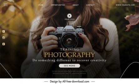 photography train landing page template elegant dark