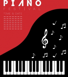 piano festival bannerkeyboards music notes icons decor