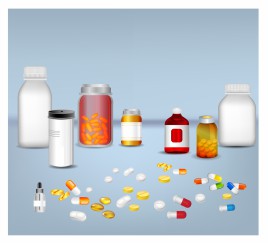 Pills tablets and medicines in plastic bottle