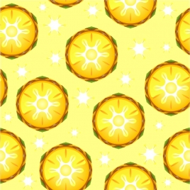 pineapple background yellow slices icons repeating flat design