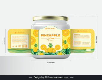 pineapple jam packaging template elegant modern realistic