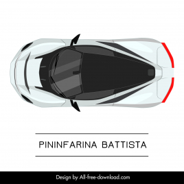 pininfarina battista car model advertising template modern symmetric top view design