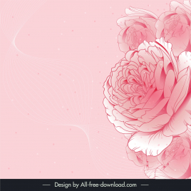 pink rose background template classic petal curves