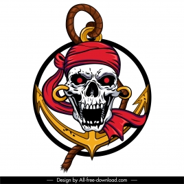 pirate icon frightening skull sketch colorful 3d