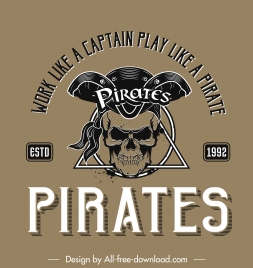 pirate logo templateclassical horror skull wording texts