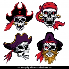 pirate skull icons scary sketch