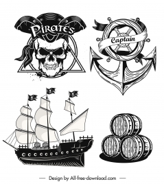 pirates design elements vintage black white design
