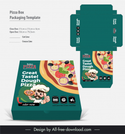 pizza box packaging template cute chef ingredients decor