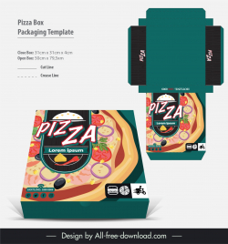 pizza box packaging template elegant ingredients decor