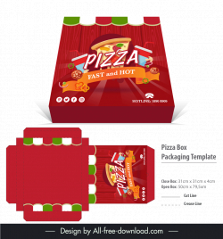 pizza square box packaging template 3d design