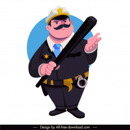 policeman icon cartoon character sketch