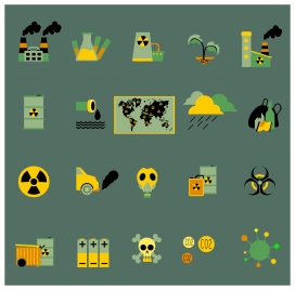 pollution concept icons illustration with colored symbols