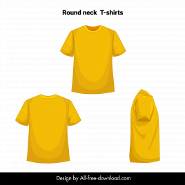 poly t shirts yellow template various views sketch