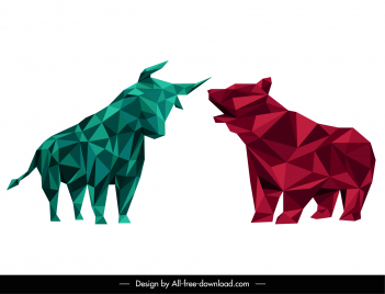 polygon buffalo bear stock trading design elements low  icon sketch
