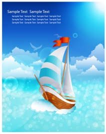 postcard design with sail and sea background