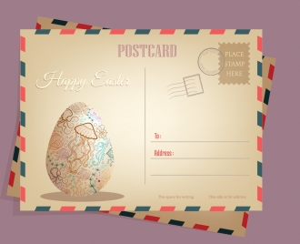 postcard envelop template easter egg decor classical design