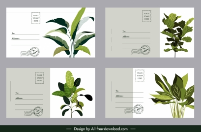 postcard templates green trees decor classic design
