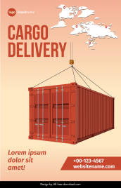 poster cargo delivery template container loading world map sketch