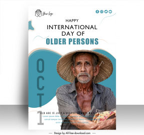 poster international day of older persons template old poor man sketch realistic design