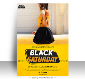 poster sale black saturday template elegant modern shopper bag sketch