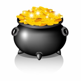 Pot with golden coins