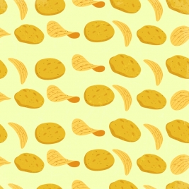 potato food background yellow design repeating icons