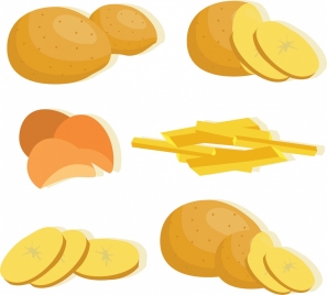 potato icons collection various 3d yellow design