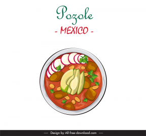 pozole mexico food poster template handdrawn classical flat outline