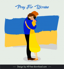 pray for ukraine poster hugging love couple flag sketch