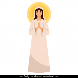praying sister icon cartoon character sketch