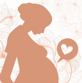 pregnancy background mother heart icon silhouette design