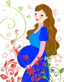 pregnant mother background colorful cartoon design