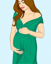 pregnant woman drawing colored cartoon design