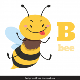 preschool education design element bee icon b text sketch handdrawn cartoon design