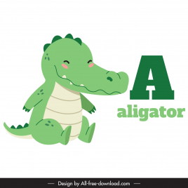 preschool education design elements a text alligator icon sketch