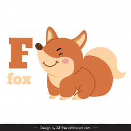 preschool education design elements cute baby fox text outline f text sketch