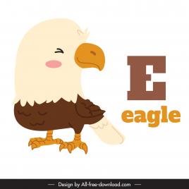 preschool education design elements e text eagle icon cute handdrawn